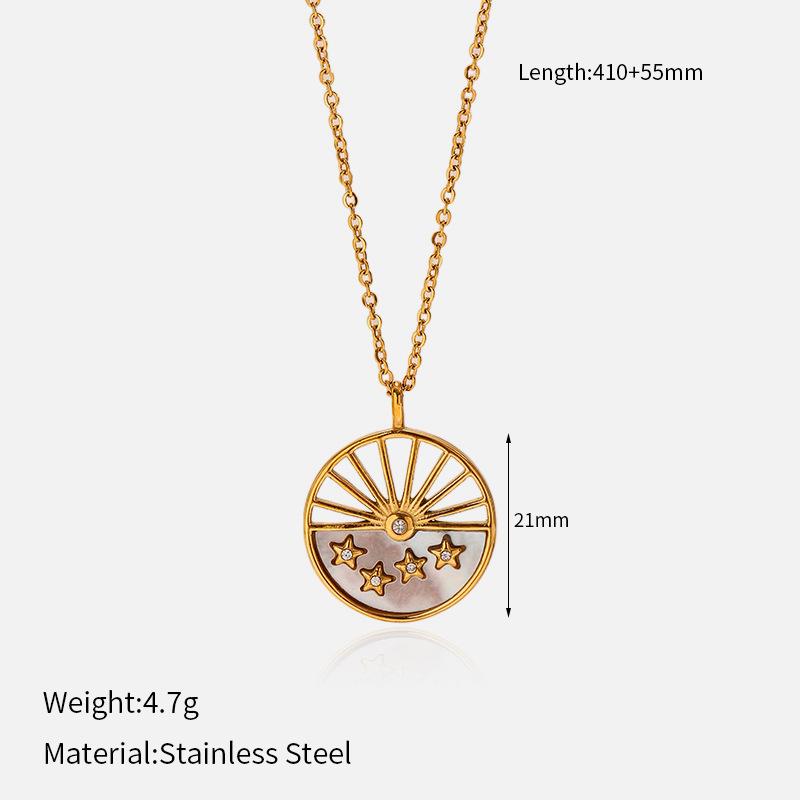 Gold Furnace Craft Necklace Star Moon Sun Pendant Electroplated Titanium Steel Fade Resistant Jewelry