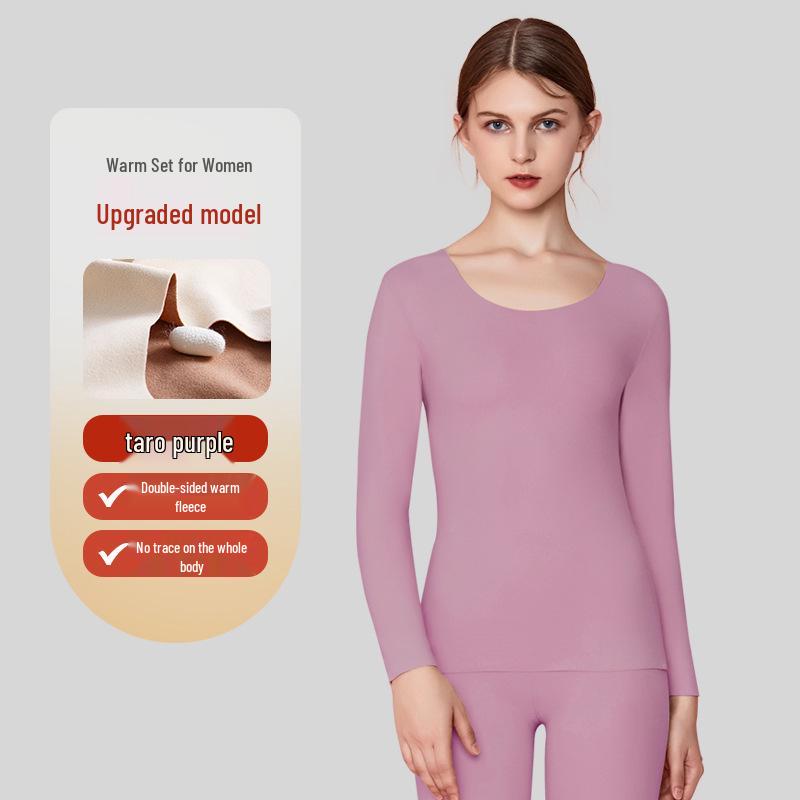 Velvet Women's Seamless Thermal Fleece-Lined Underwear Set for Autumn Winter