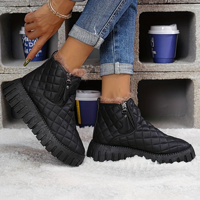 Varme snøstøvler for kvinner med fortykkede såler, høye ankelstøvler og fritidssko for vinteren.