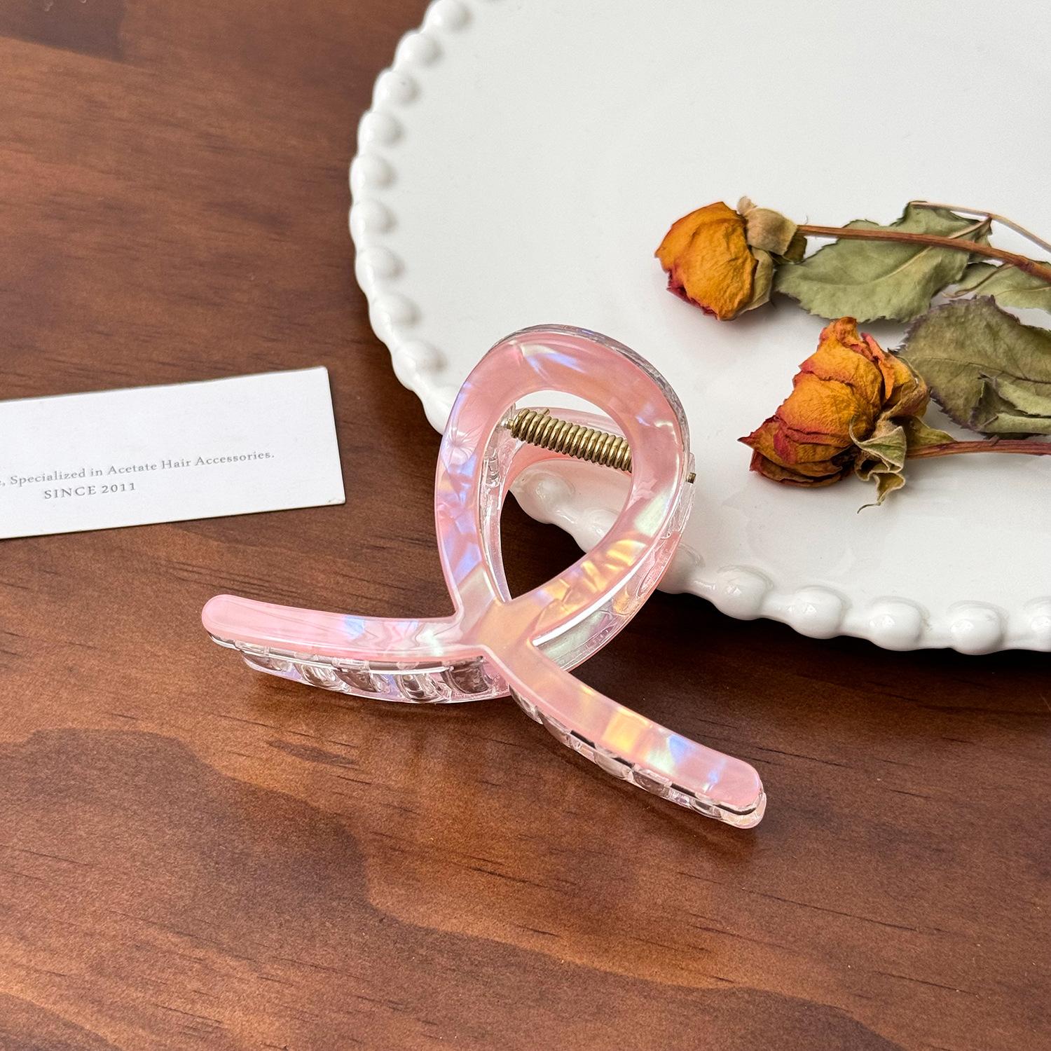 

Универсальный зажим-краб для волос «Русалка» для легких причесок пучок в ярких и игривых цветах Small Ribbon Pink 8cm