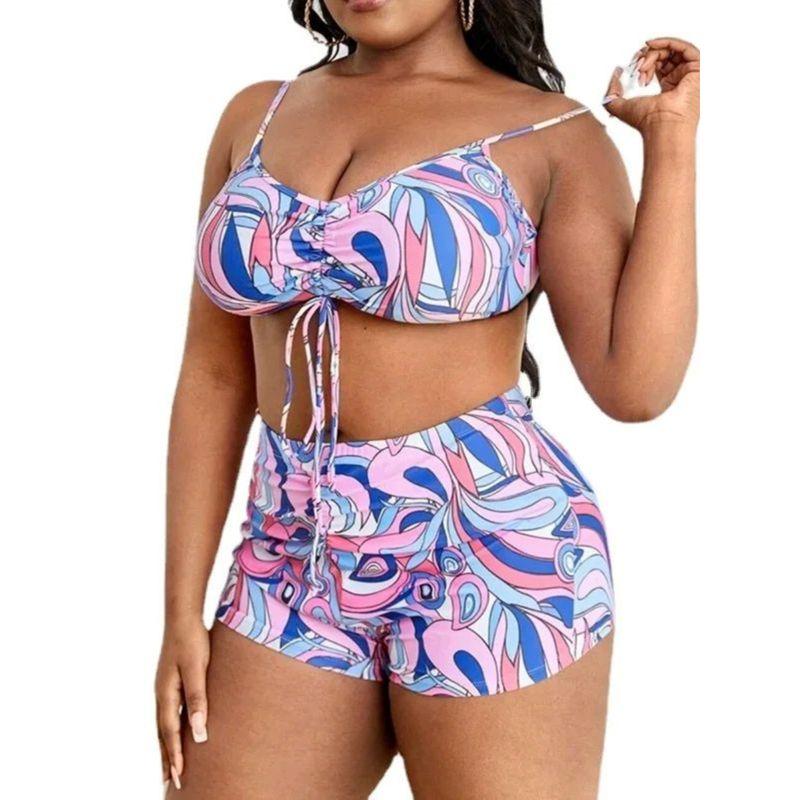 Minimalist Printed Camisole Bikini Set Minimalist Print Strap Bikini Suit