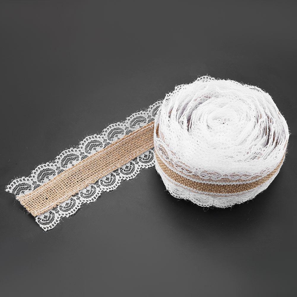 10m Natural Jute Roll with Heart Shaped Lace 6cm Width Hessian Burlap for Christmas Wedding