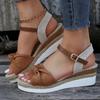 Fashion Summer Mix Color Platform Sandals Women Comfort Med Heels Espadrille Shoes Woman Ankle Buckle Wedges Sandalias De Mujer