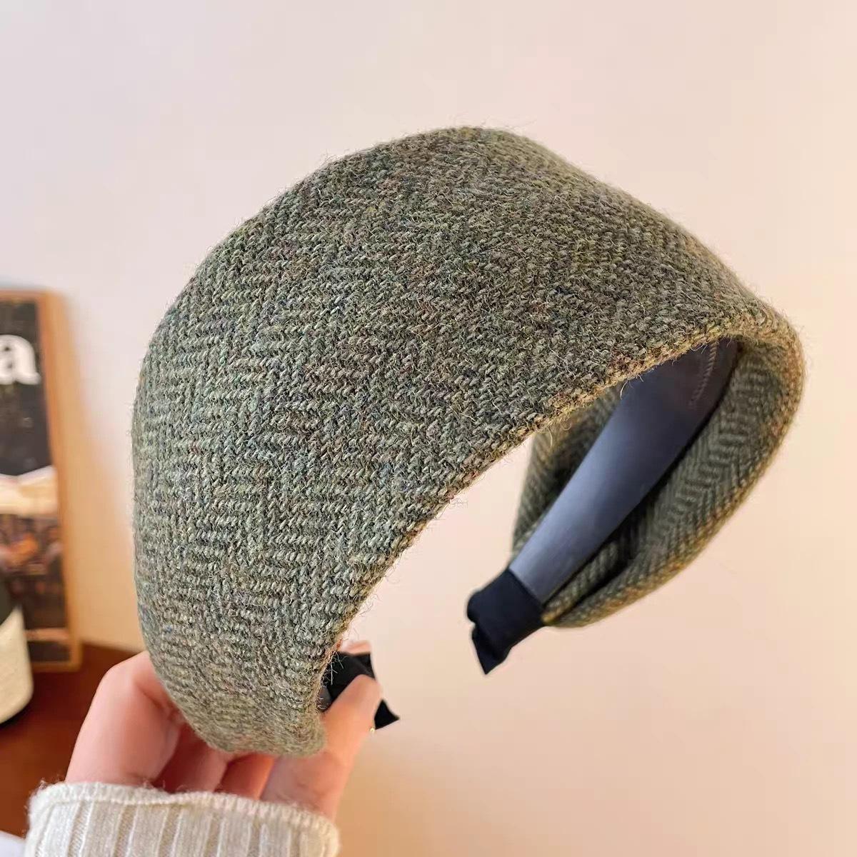 

Vintage Wide Headband Women Thick Wool Hairband Fashionable Hair Accessories Stylish Hairband Chic Wide Headband for Women зелёный