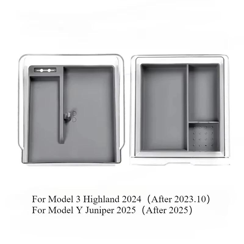 Central Control Storage Box for Tesla Model 3 Highland/Model Y Juniper Transparent Armbox Storage Box Silicone Pad Accessories
