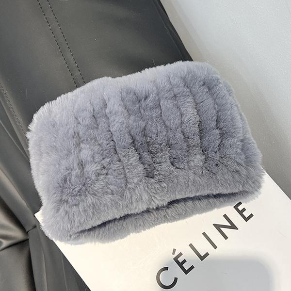 Women Handmade Stretch Real Rabbit Fur Scarf Knit Genuine Rex Rabbit Fur Headbands Girls Natural Rabbit Fur Ring Scarves