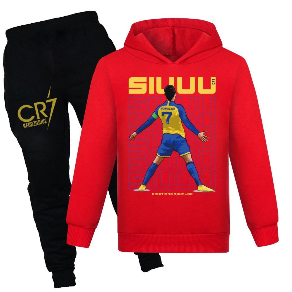 Cr7 Print Kinder Trui en Broek Set Met Zachte Katoenen Stof Voor Middelbare Scholieren