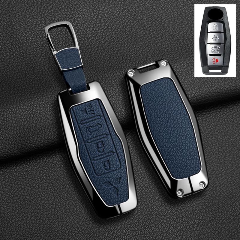Car Control Remote Key Case Cover For Mitsubishi Outlander 2022 - 2024 2 3 4 Buttons Zinc Alloy Leather Keychain Accessories