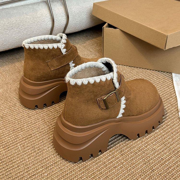 Thick-soled heightening muffin Boken Martin boots women's 2025 autumn and winter new retro Maillard small versatile short boots