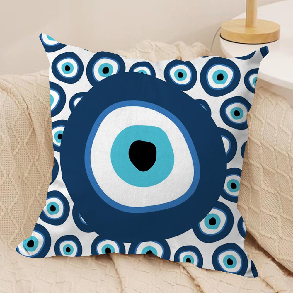 Eye Symbol Art Cushion Cover Silky Short Plush Double-Sided Printed Pillow Case for Sofa All Seasons Home Decor Gift