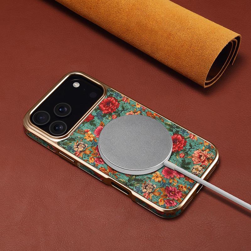 Denior Korkhülle für iPhone 17ProMax, Galvanisierte Schutzhülle mit Blumensprache für iPhone 17Air