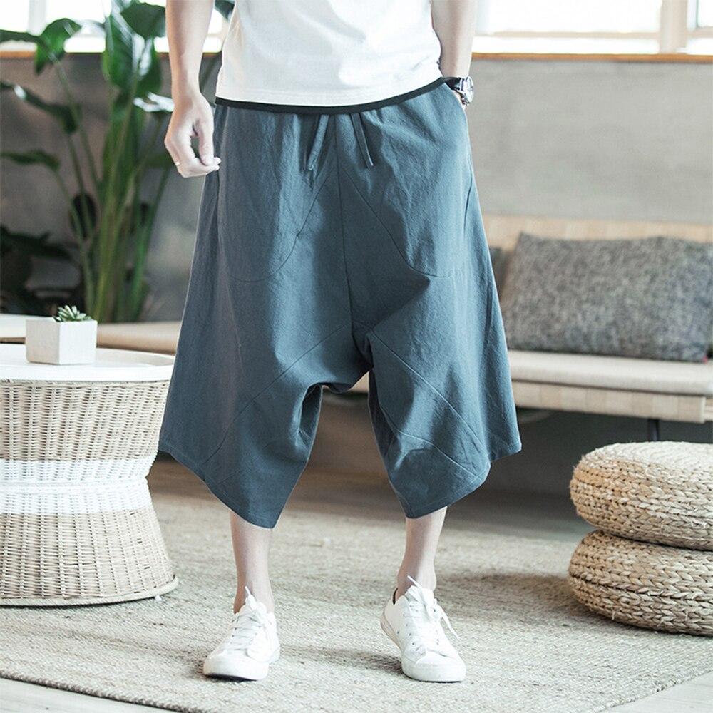 Letnie nowe męskie spodenki na co dzień modne spodnie Herem bawełniane lniane spodnie joggery męskie spodnie dresowe w stylu Vintage w stylu chińskim
