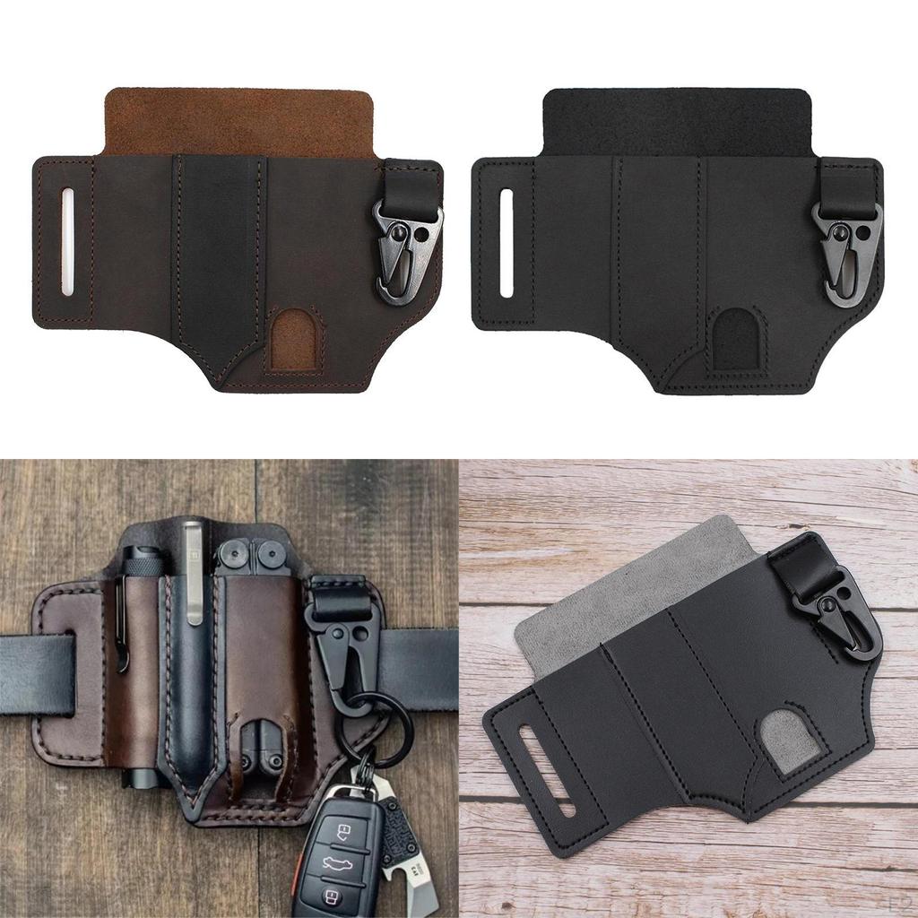 Leather Sheath Storage Pouch Belt Waist Bag for Outdoor Camping