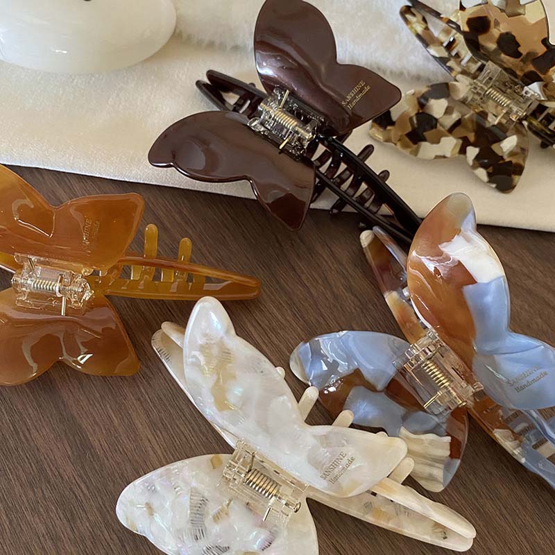 Vintage Acetat Schmetterling Haarklammer für Damen Mode Groß Marmorstruktur Schmetterling Haarklammer Krabbe Haarschmuck