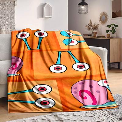 1pc SpongeBob Cozy Print Blanket Lightweight Warm Flannel Throw Blanket For Sofa, Bed, Living Room