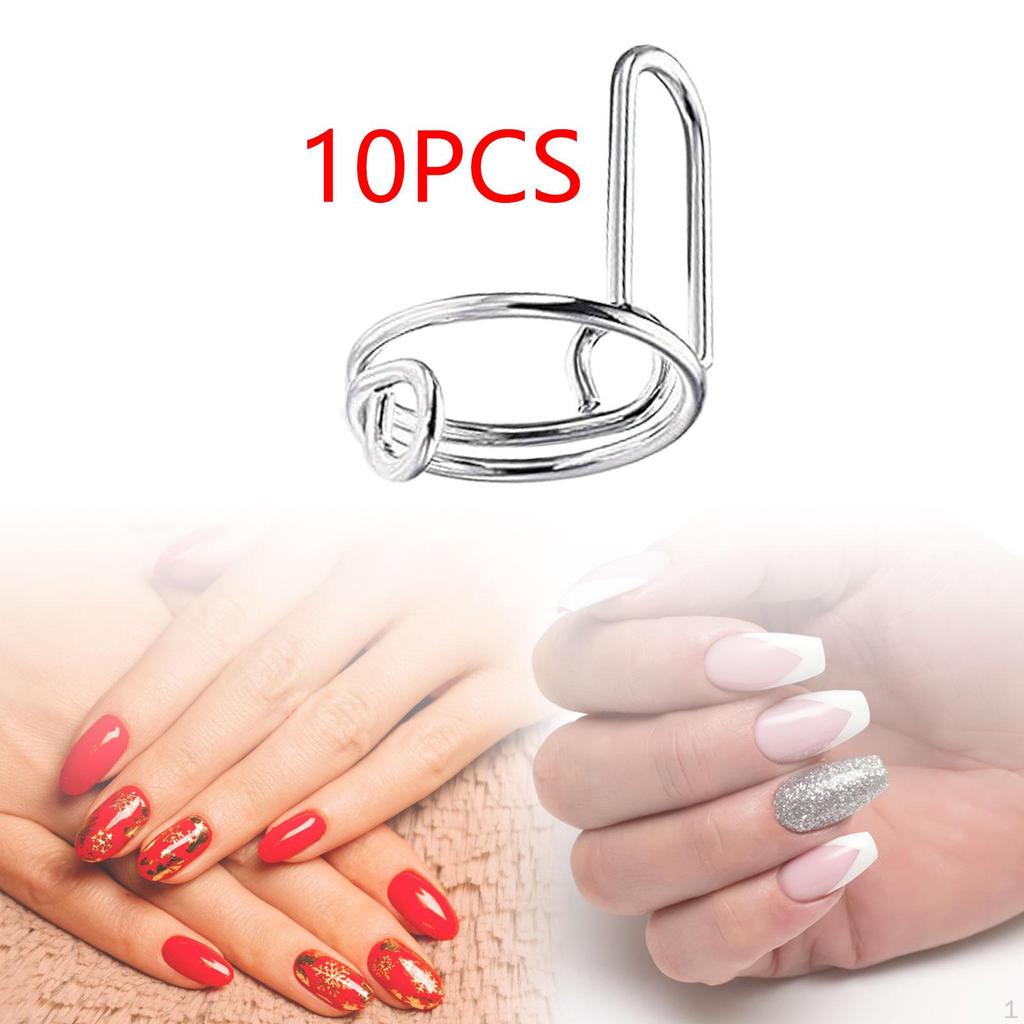 10 Pack Nail Rings for Acrylic Nails, No Required, Adjustable Size Women