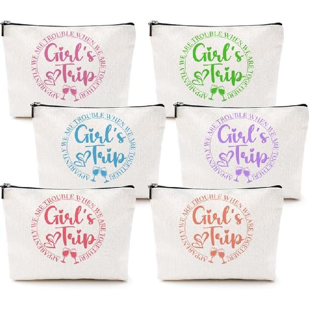 3Pcs Girls Trip Gifts Girls Weekend 2025 Makeup Bag Sisters Trip Gifts Favors Summer Gifts Cosmetic Bag Toiletry Bag Zipper Pouch Weekender Bags for