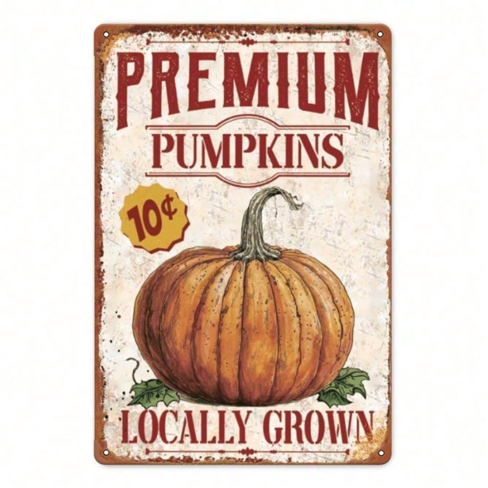 

Metal Wall Art Pumpkin Vintage Decor Kitchen Sign