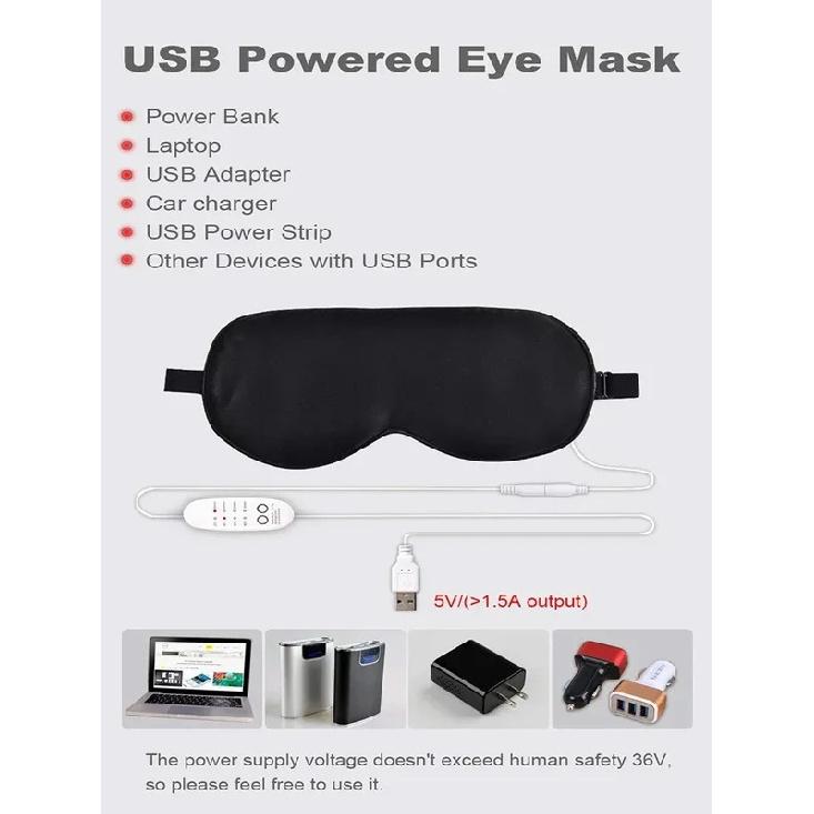 USB-Heizende Augenmaske Wiederverwendbare USB-Seiden-Dampf-Augenmaske Augenmassagegerät Zum Schlafen Augenringe Schwellungen Anti-Dunkle-Kreise-Patch Augenpflege