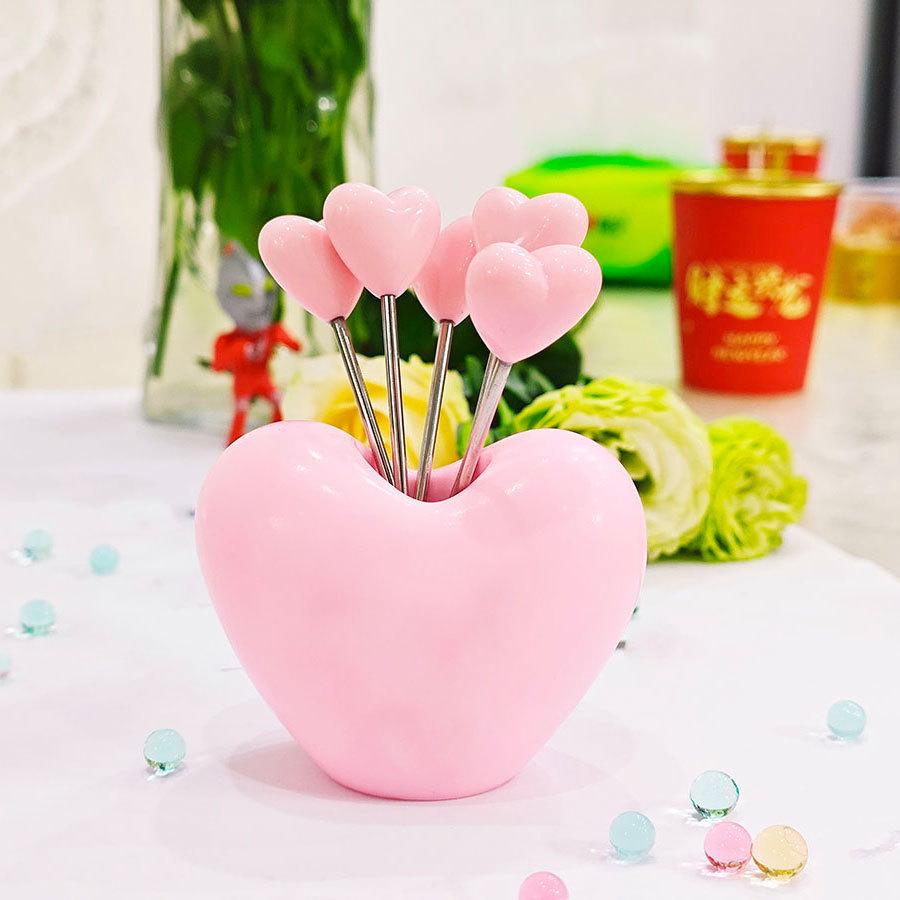 Edelstahl Obstgabeln: Niedliches Erdbeer- & Kohl-Design, Perfekt für Heimdekoration.