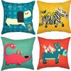 Nordic Cartoon Animal Pillow Cover Cute Printed Linen Pillow Home Ornament Sofa Car Premium Durable Quality Useful