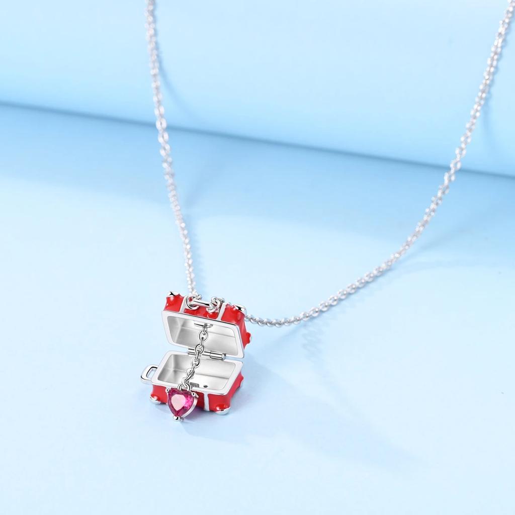 Roter Liebes-Koffer-Charm Kupfer-Charm-Perlen Passen Original Armband Anhänger Halskette DIY Schmuck Geburtstagsgeschenke