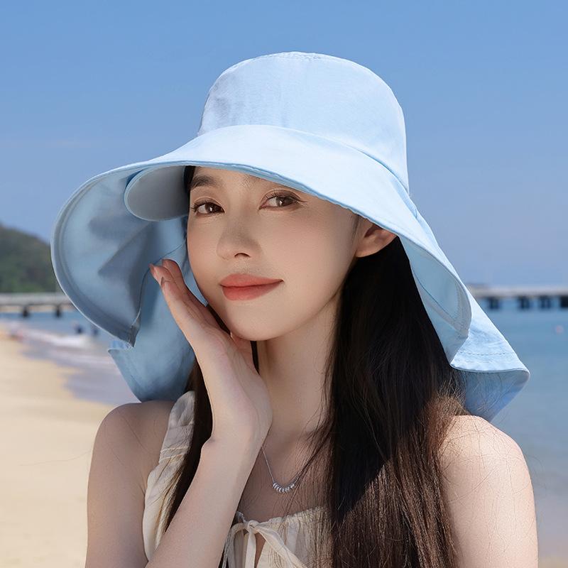 Spring and summer outdoor double-eave sunscreen hat fashion shawl sun hat children's quick-drying waterproof bucket hat