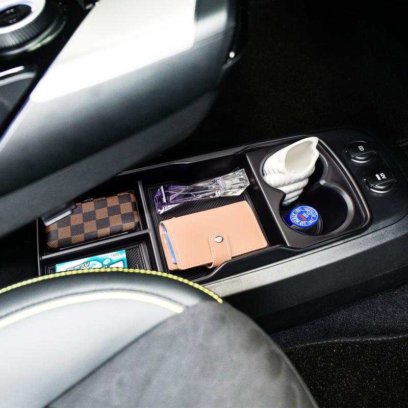 Center Lower Console Tray Organizer For Kia EV6 Lower Armrest Storage Car Box ABS Water Cup Holder Storage Box Accessories