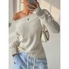 Women's Sweater Autumn Winter Ventilate Fashion Solid Color Rib Knit Long Sleeve One-Shoulder Casual Sweater