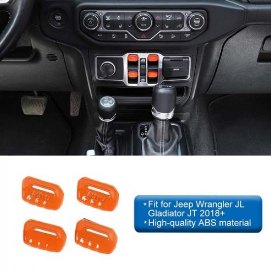 Orange Full Set Center Console Cover Trim Set For Jeep Wrangler JL Gladiator 18+
