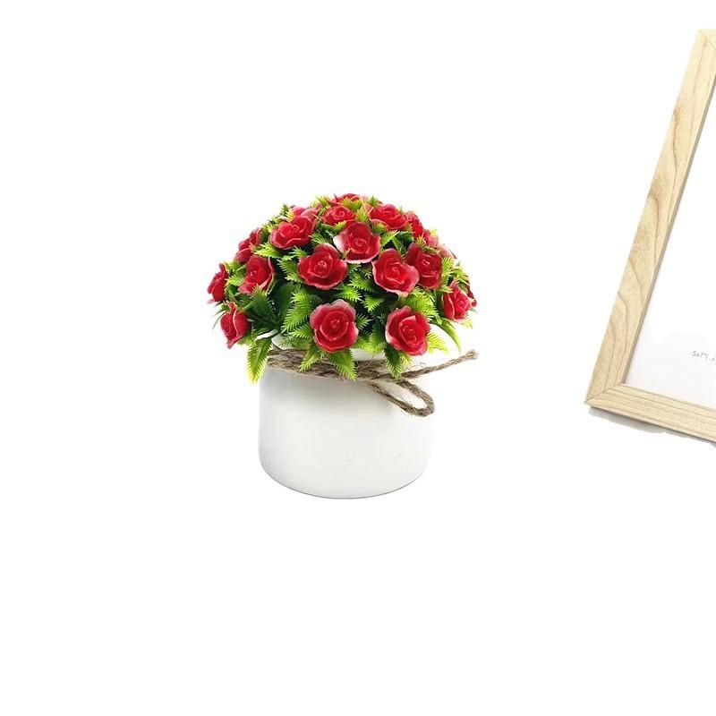 Mini Rose Plastic Potted Plant Bonsai For Wedding Photography And Home Decor