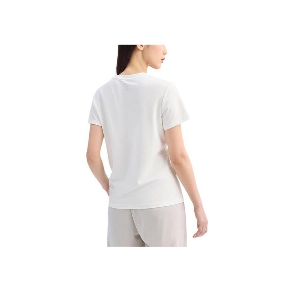 Anta Training Series Printed Logo Round Neck Comfortable Breathable Pullover Short Sleeve Regular T-Shirt Women T-Shirts Paper-White 162427120-4