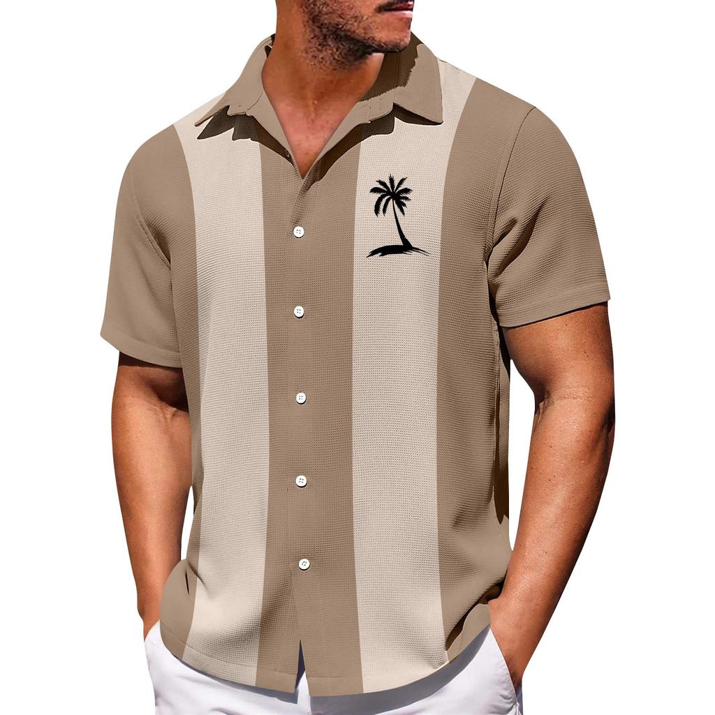 Men's Hawaiian Printed Button Short Sleeve Shirts Men's Casual Fashion Short Sleeve Shirts