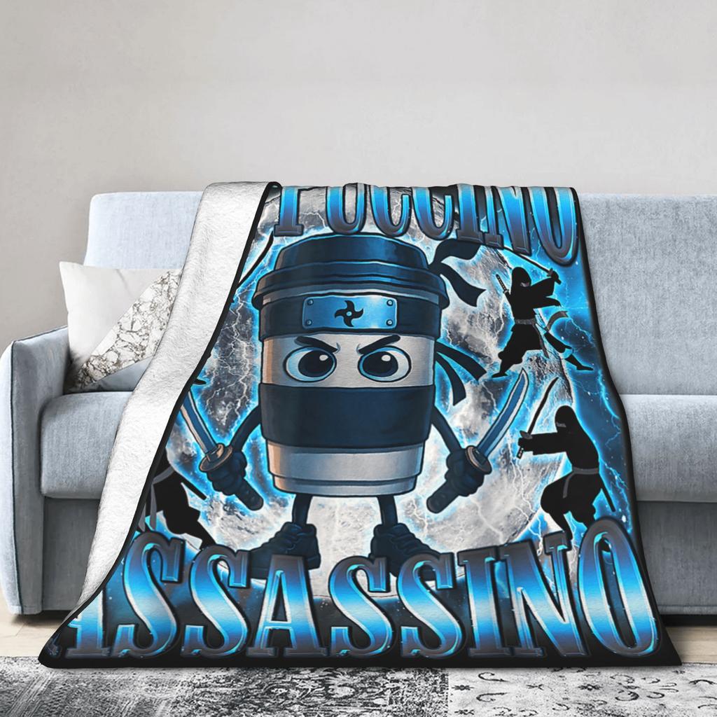 Warm Soft Blanket Funny Italian Brainrot Memes Compilation Bedding Throws Flannel Bedspread For Couch Chair Sofa Bed Bed Cover