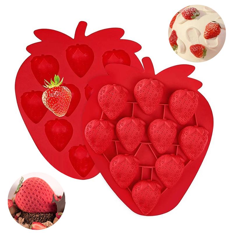 Strawberry Ice Cube Tray Strawberry Silicone Moulds For Chocolate Candy Cake Cupcake Soap Baking Jello Cookie Wax Crayon Melts