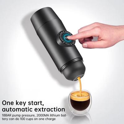 Przenośny elektryczny ekspres do kawy Espresso, bezprzewodowe ogrzewanie, dwukrotna porcja, minikawa z pojemnikiem na kawę mieloną/kapsułki 2 w 1