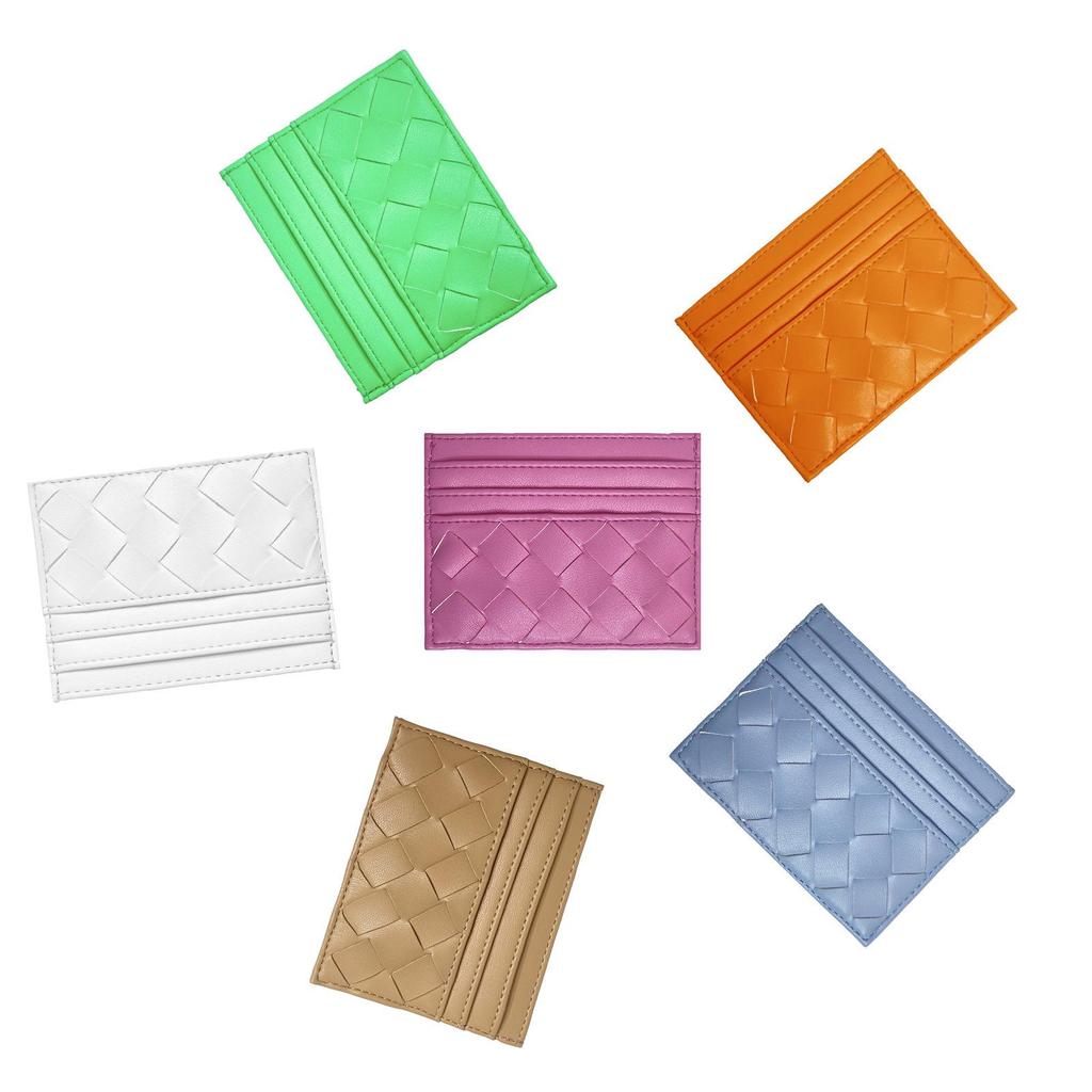 Fluorescent Green Women's Woven Card Holder with Multiple Slots