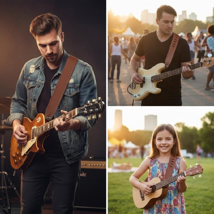 Versatile Leather And PU Strap Compatibility With Guitars Ukuleles Basses Ergonomic for Various Body Types