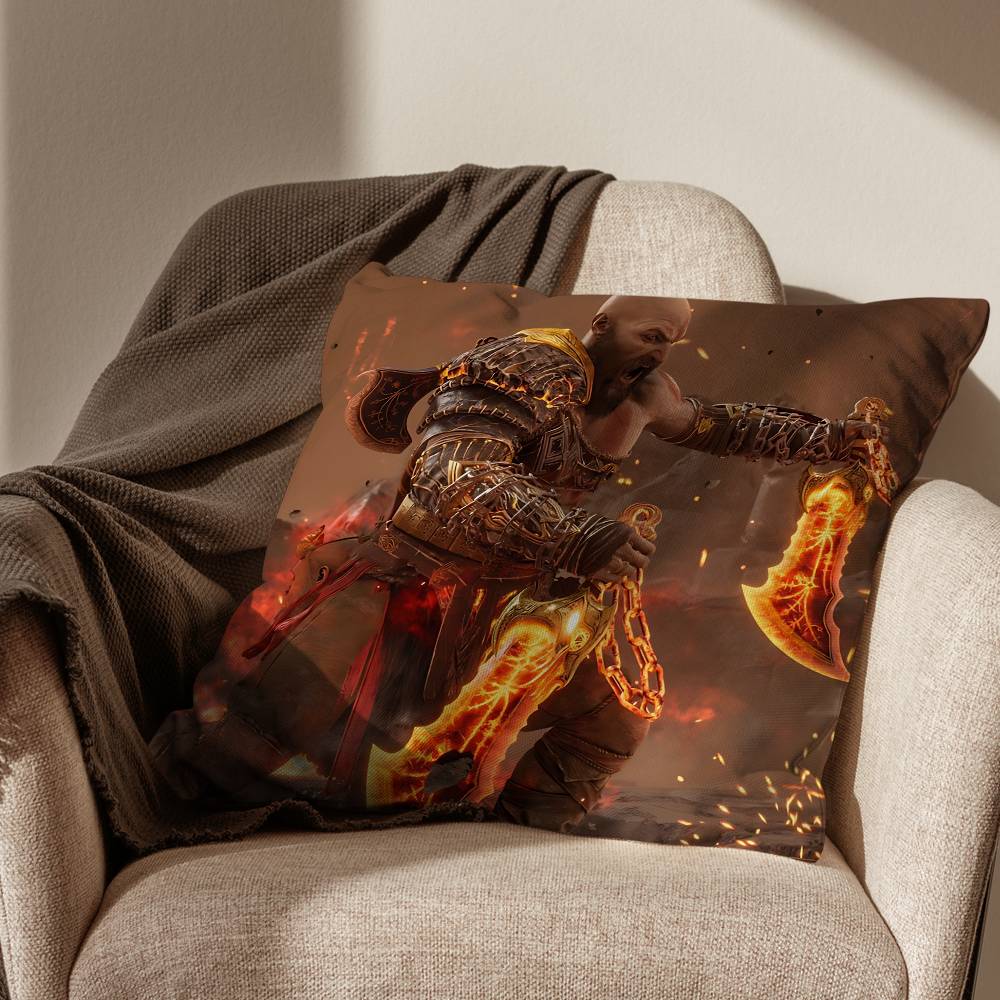 

Leviathan Kratos God of War Pillow Case Square DoubleSided Printing Short Plush Sofa Cushion Cover Bedroom Bedside Pillow 30x30cm