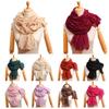 Women Pleated Scarf Thickened Weave Autumn Winter Scarf Solid Color Breathable Shawl Headscarf Outfit Accessories
