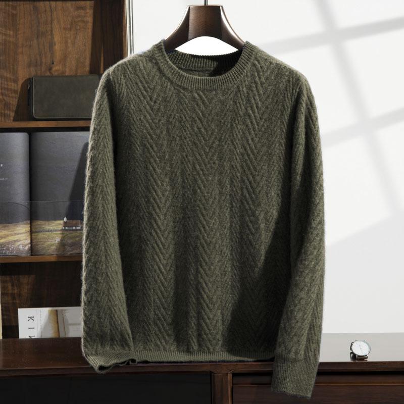 Мужская кашемировая рубашка с крученым круглым вырезом, новая 2025, утолщенная вязаная, молодежный пуловер свитер в корейском стиле S