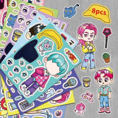 Witch Hunter Group Face Swap Sticker Set - 8 Sheets for Creative Parent-Child Fun