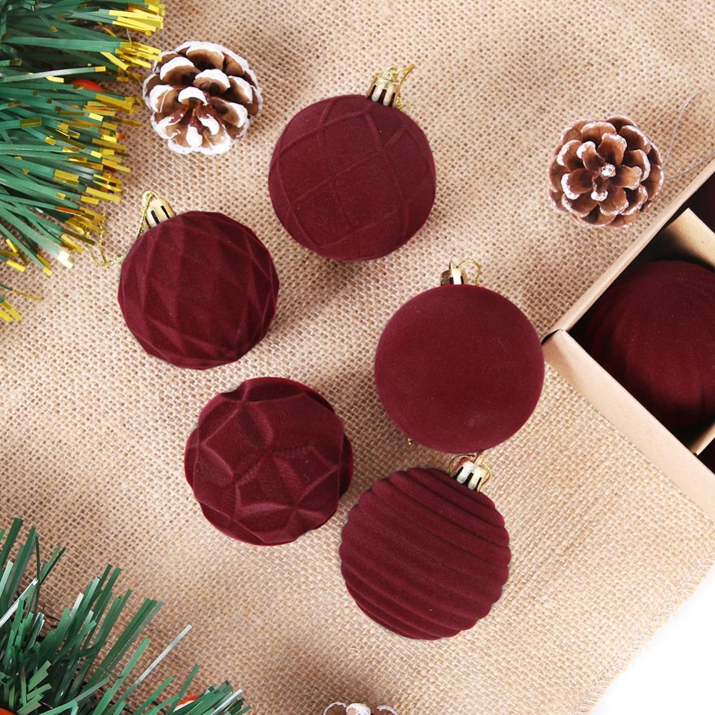 Velvet Christmas Balls 12 Pack for Holiday Decoration Flocked Baubles Appropriate for Tree Window and Table Settings