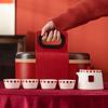Tibet Potala Palace Red Ceramic Travel Tea Set - One Pot & Four Cups, Ideal for Festivals, Events, or Business Souvenirs.