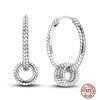 Sparkling Women Hoop Earrings 925 copper Heart Shape Star Moon Round Blue Zircon Fit Origina Drop Earrings Zircon Holiday gifts