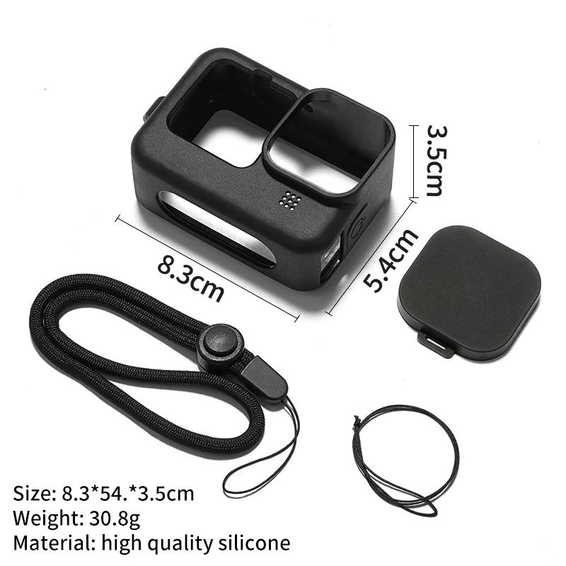 For GoPro Hero 12 11 10 9 Silicone Case Black Lens Cap Blue Protective Case for Go Pro 11 Protective Case Accessories
