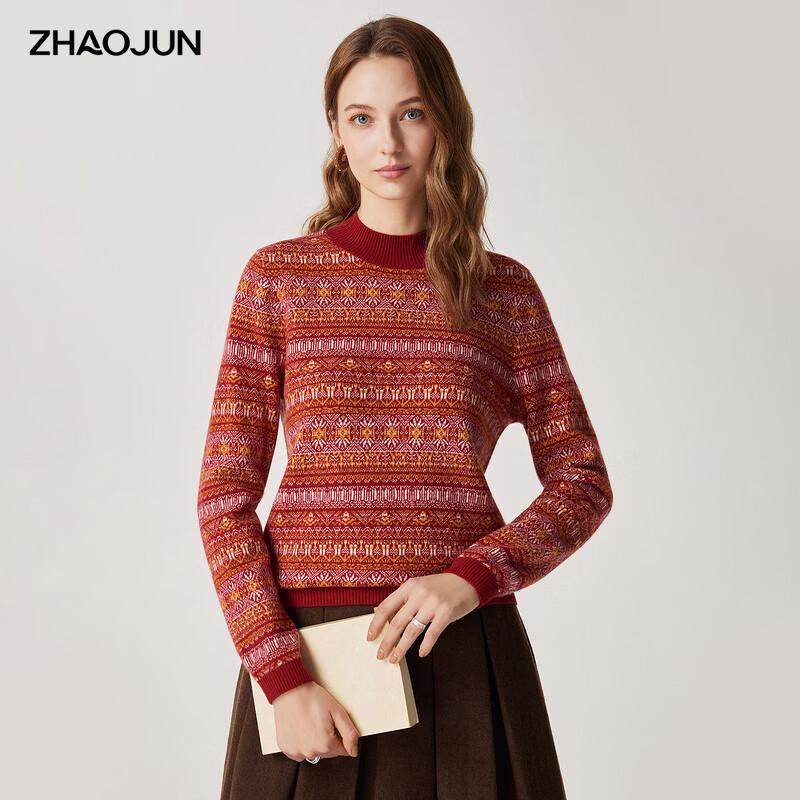 Zhaojun Women's Fair Isle Wool Sweater