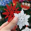 6 Pcs White Red Wooden Snowflakes Christmas Decorations 2024 Xmas Tree Hanging Pendant Home Wall Novelty Ornaments 6.9x6.9CM