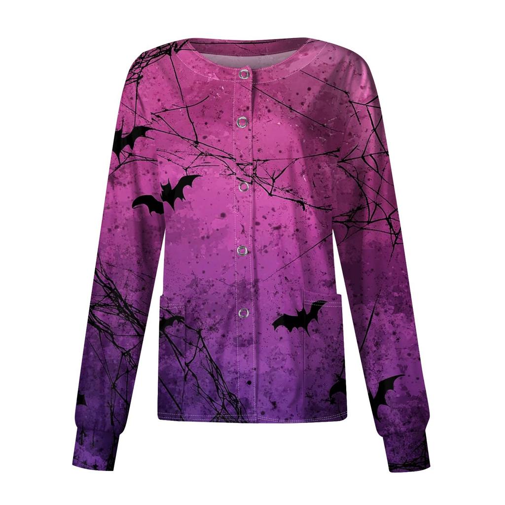 Dámské ležérní oblečení s dlouhým rukávem, jednořadové halloweenské oblečení s potiskem Cardigan Top oblečení Uniformy