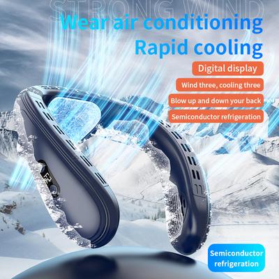 720 Degree Cooling Neck Hanging Fan Rechargeable Semiconductor Cooling Bladeless Mute Fan Portable Wearable Summer Air Cooler